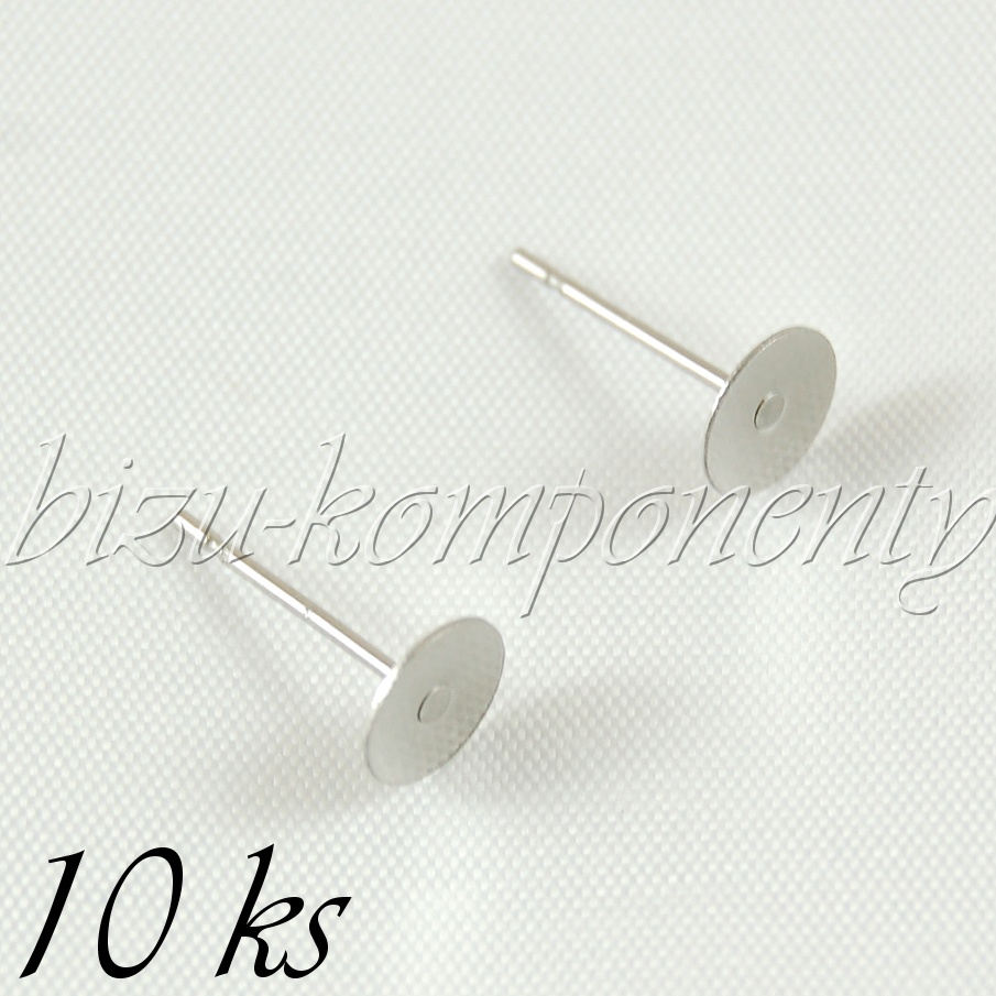 Puzety s ploškou 6mm z chirurgické oceli 10ks (16 0102)