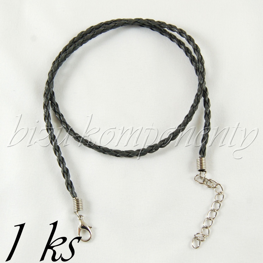 Tmavě šedý koženkový náhrdelník (40 0012)