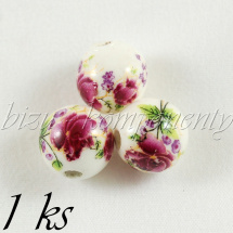 Keramický korálek s fialovými květy (01 0168)