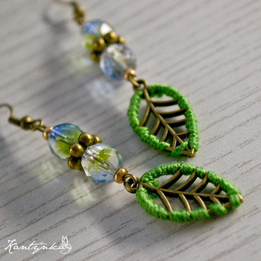 Zelené lístky - náušnice