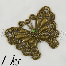 Velikánský motýl se zeleným šatonem, bronzová barva (02 0829)