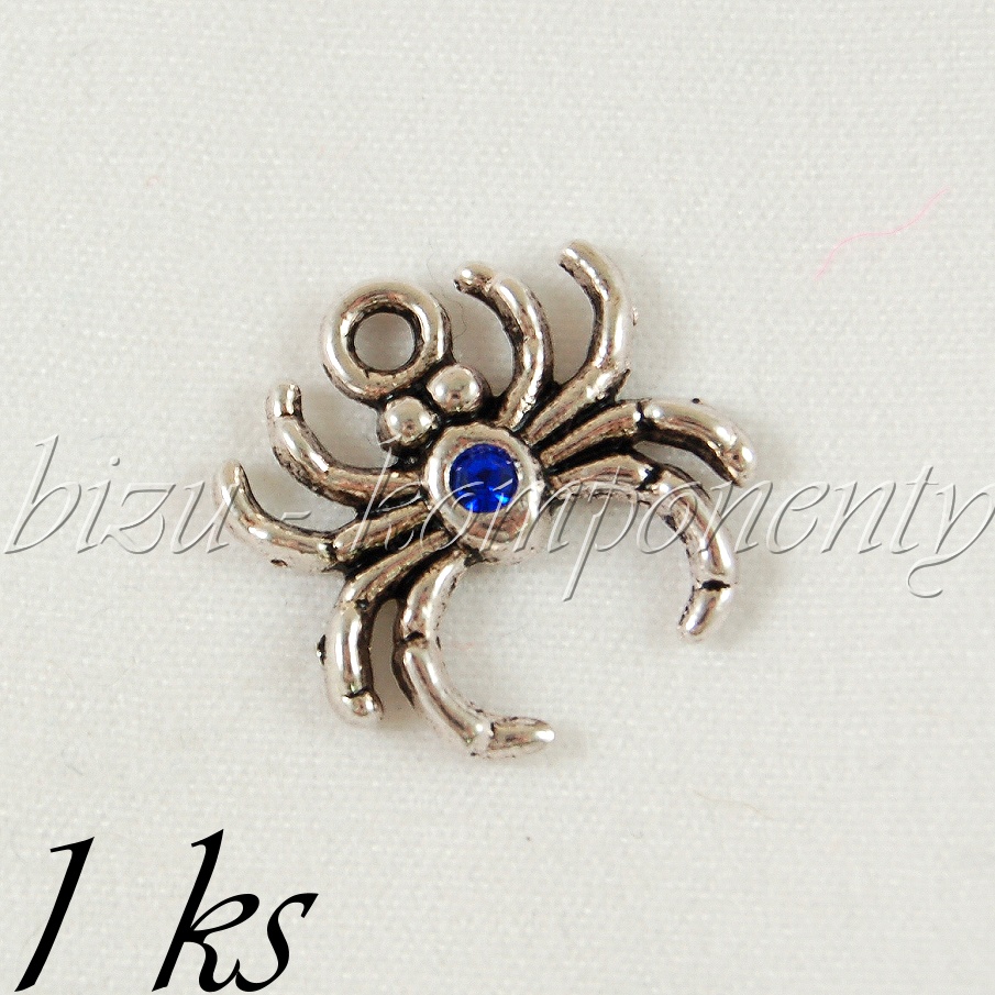 Pavouček s tmavě modrým zadečkem, stříbrná barva (02 0827)