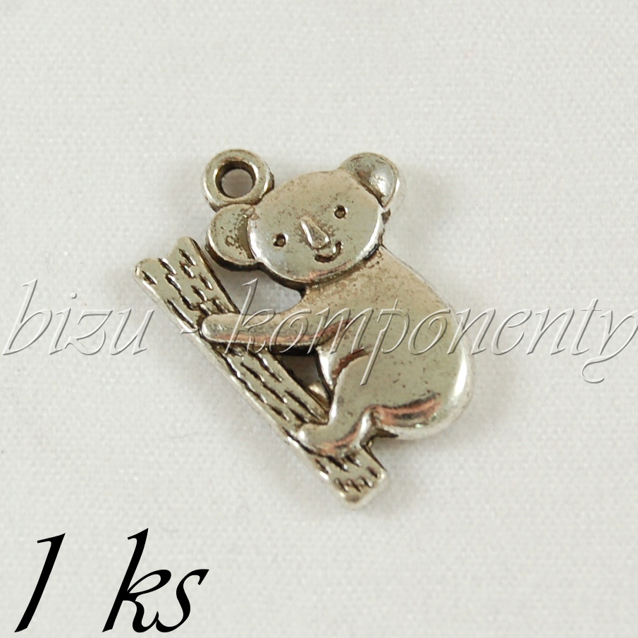 Koala na větvi, stříbrná barva (02 0842)
