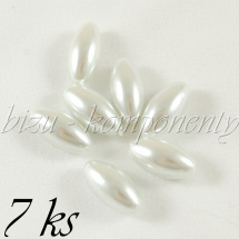 Bílé voskované perle 16x8mm 7ks (01 0209)