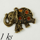 Běžící slon s medovými šatony, bronzová barva (02 0900)