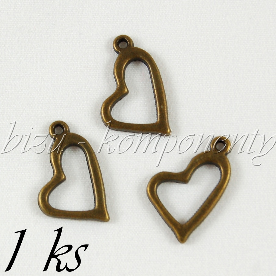 Obrys srdíčka, bronzová barva (02 0919)