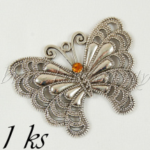 Velikánský motýl s medovým šatonem, stříbrná barva (02 0929)