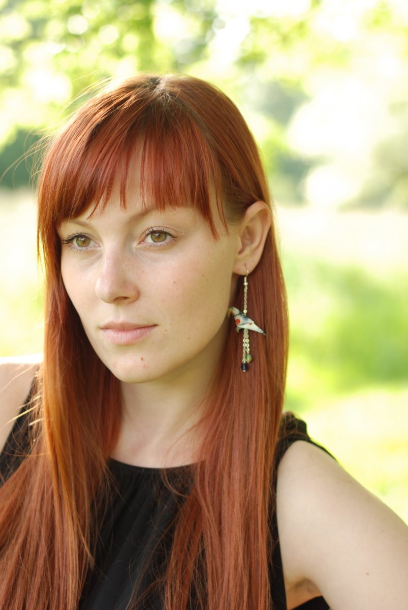  - japonské origami náušnice - papoušek