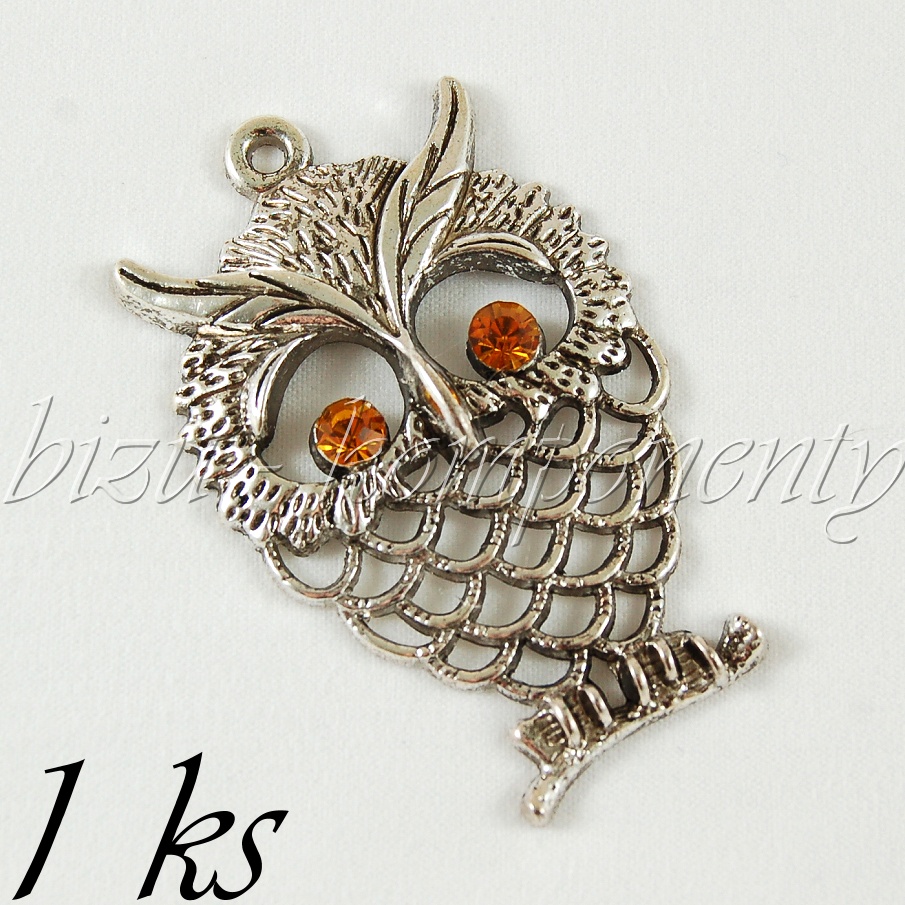 Veliká sova s medovýma očima, stříbrná barva (02 0144)