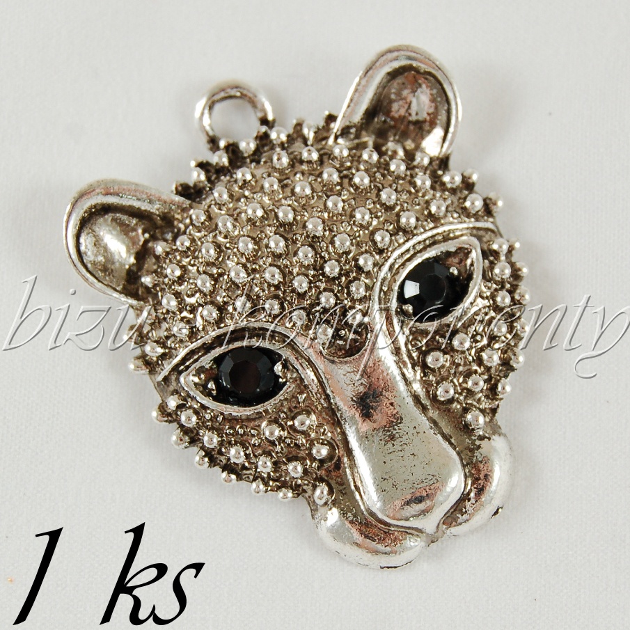 Hlava geparda, stříbrná barva (02 0517)