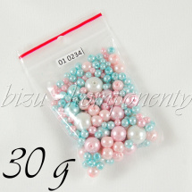Růžovo-modrá směs voskovaných perlí 3-10mm 30g (01 0234)