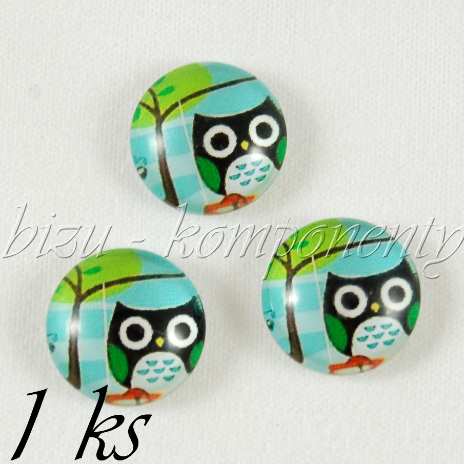 Skleněný kabošon sovička pod stromem (35 2050)