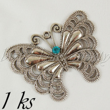 Velikánský motýl se světle modrým šatonem, stříbrná barva (02 0999)