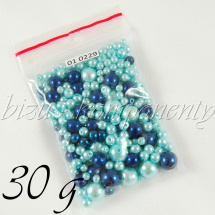 Směs modrých voskovaných perlí 3-8mm 30g (01 0229)
