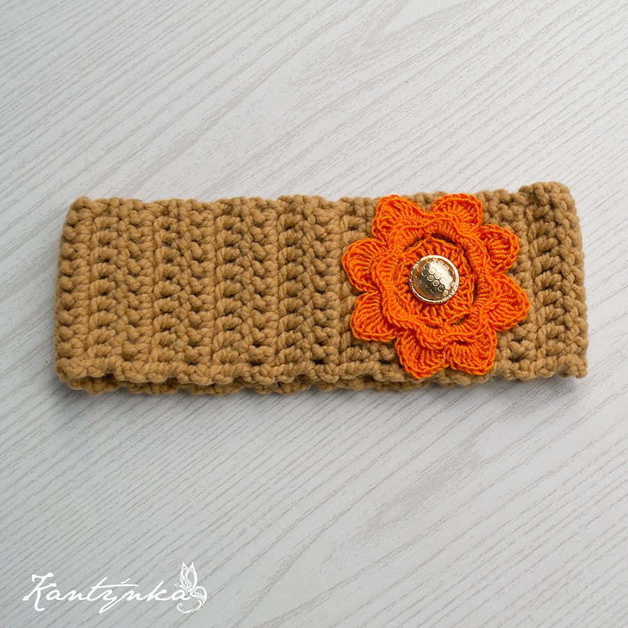 Béžová čelenka s oranžovým květem