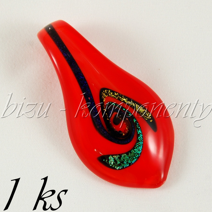 Červený skleněný přívěsek (02 0968)