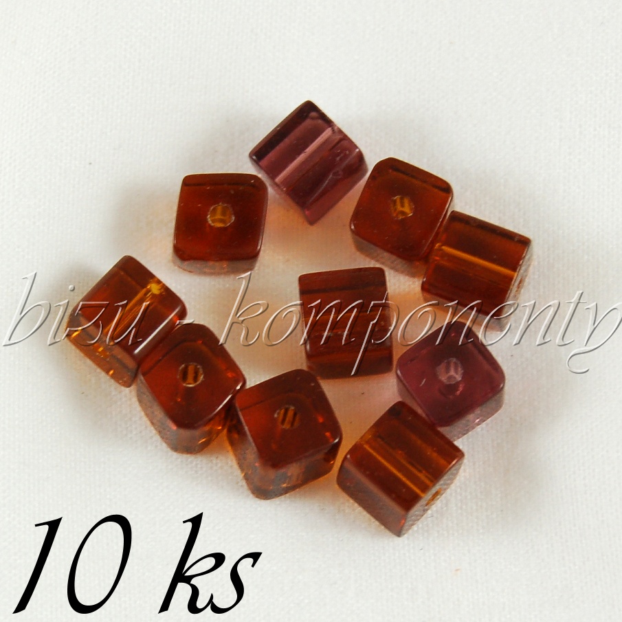 Hnědé kostičky 6mm 10ks (01 0259)
