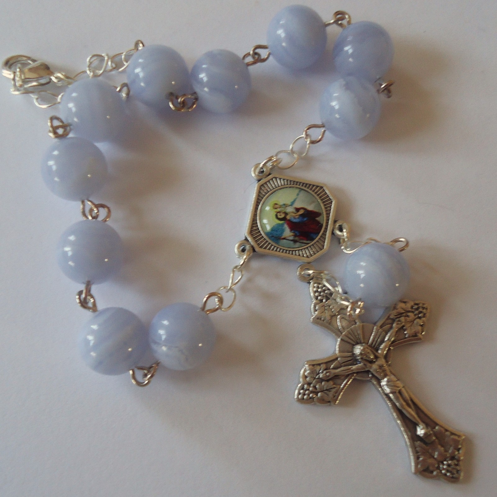 Luxusní růženec do auta se Sv.Kryštofem (CHALCEDON)