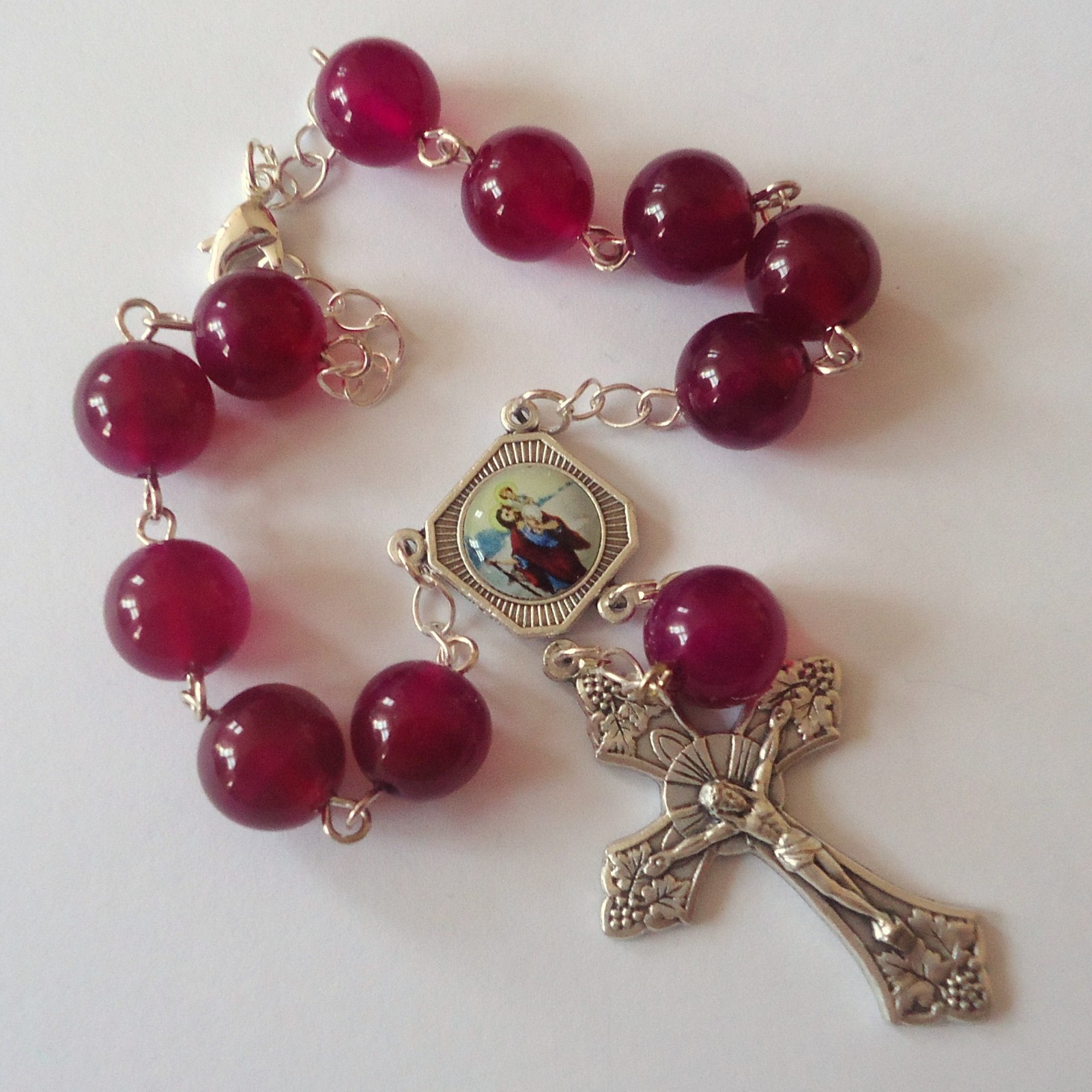 Růženec do auta se Svatým Kryštofem (ACHÁT)