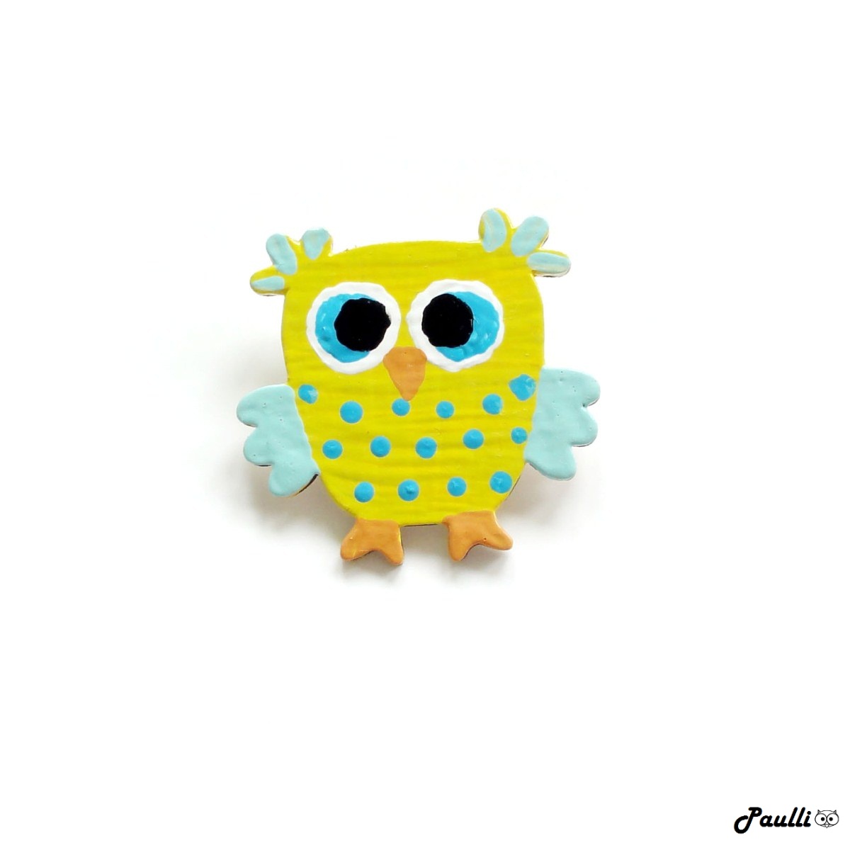 Zelená dřevěná sovička s puntíky