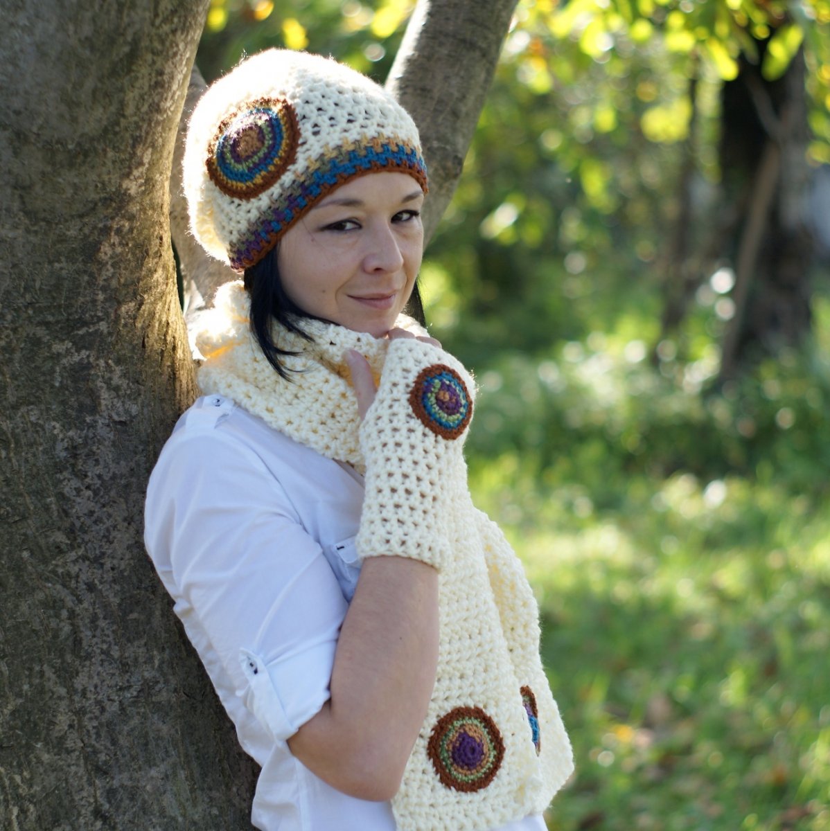 Mandalový šálový (set čiapkošálový)