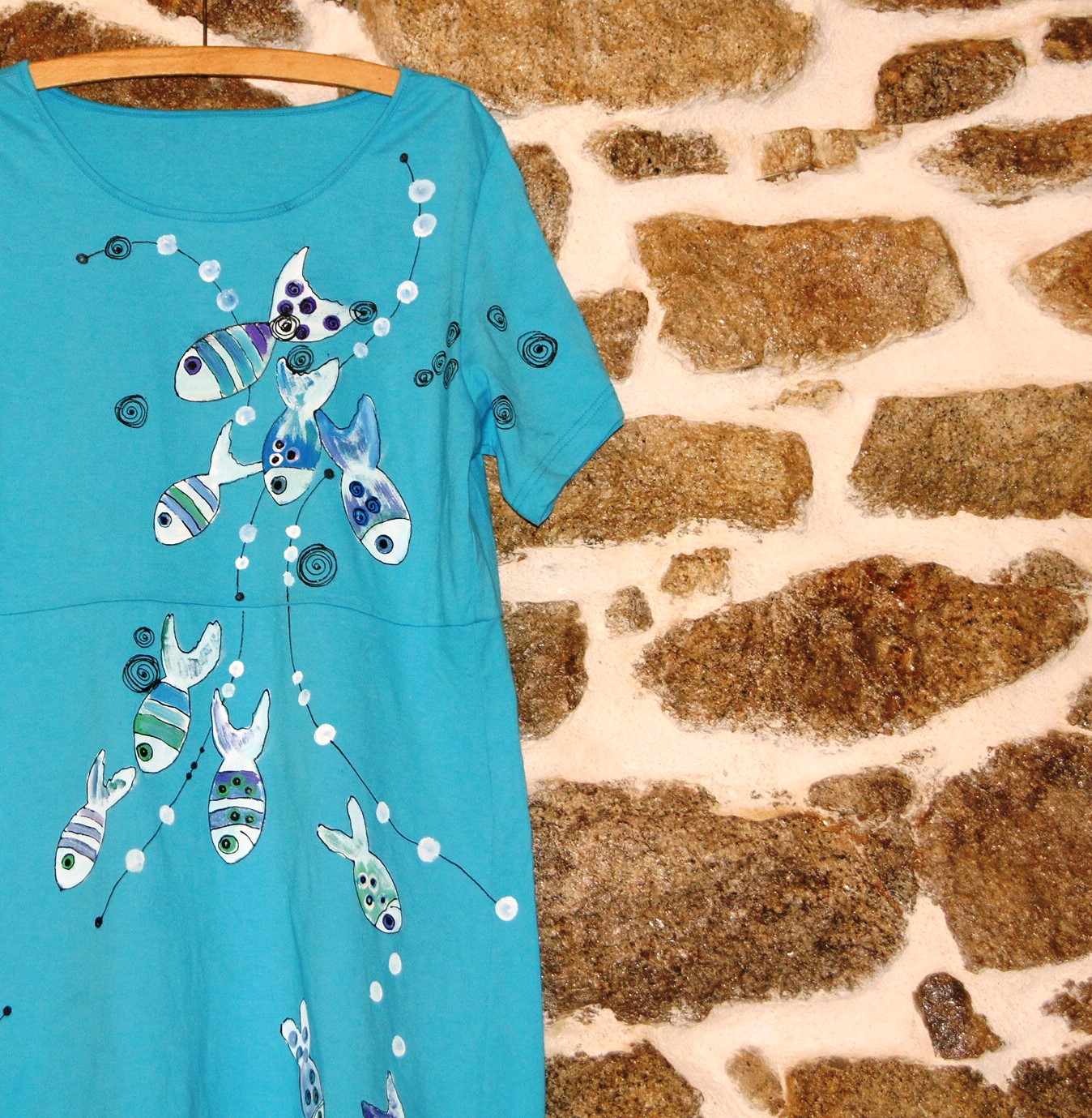 Tyrkysová malovaná tunika 