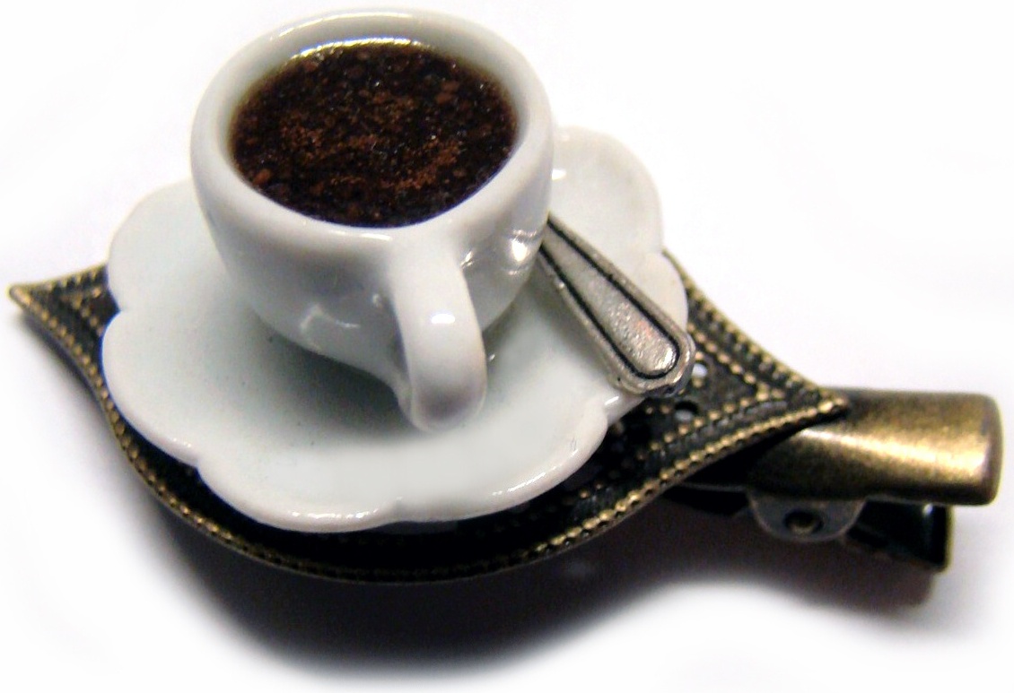 Kafíčko! ..sponka & brož ("2 v 1") se skutečnou mletou kávou