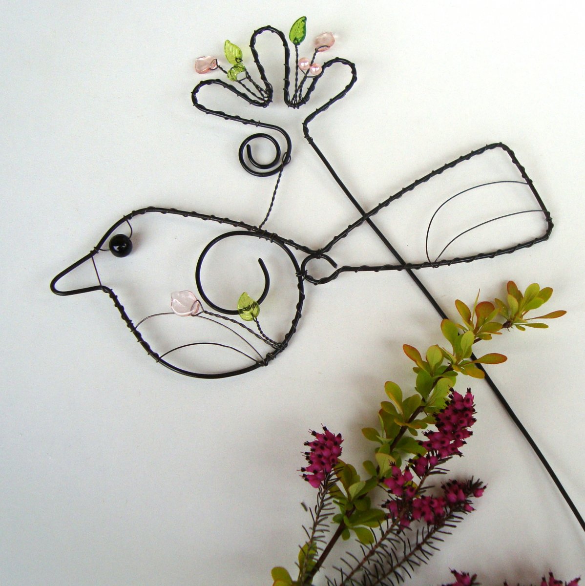 Přiletěl k nám - zápich s ptáčkem růžový