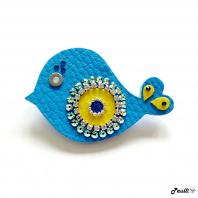 Modrý ptáček s kamínky