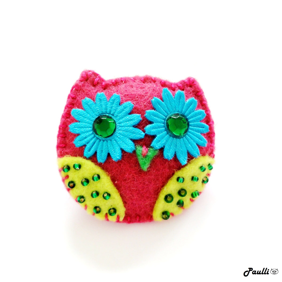 Růžovo zelená sovička