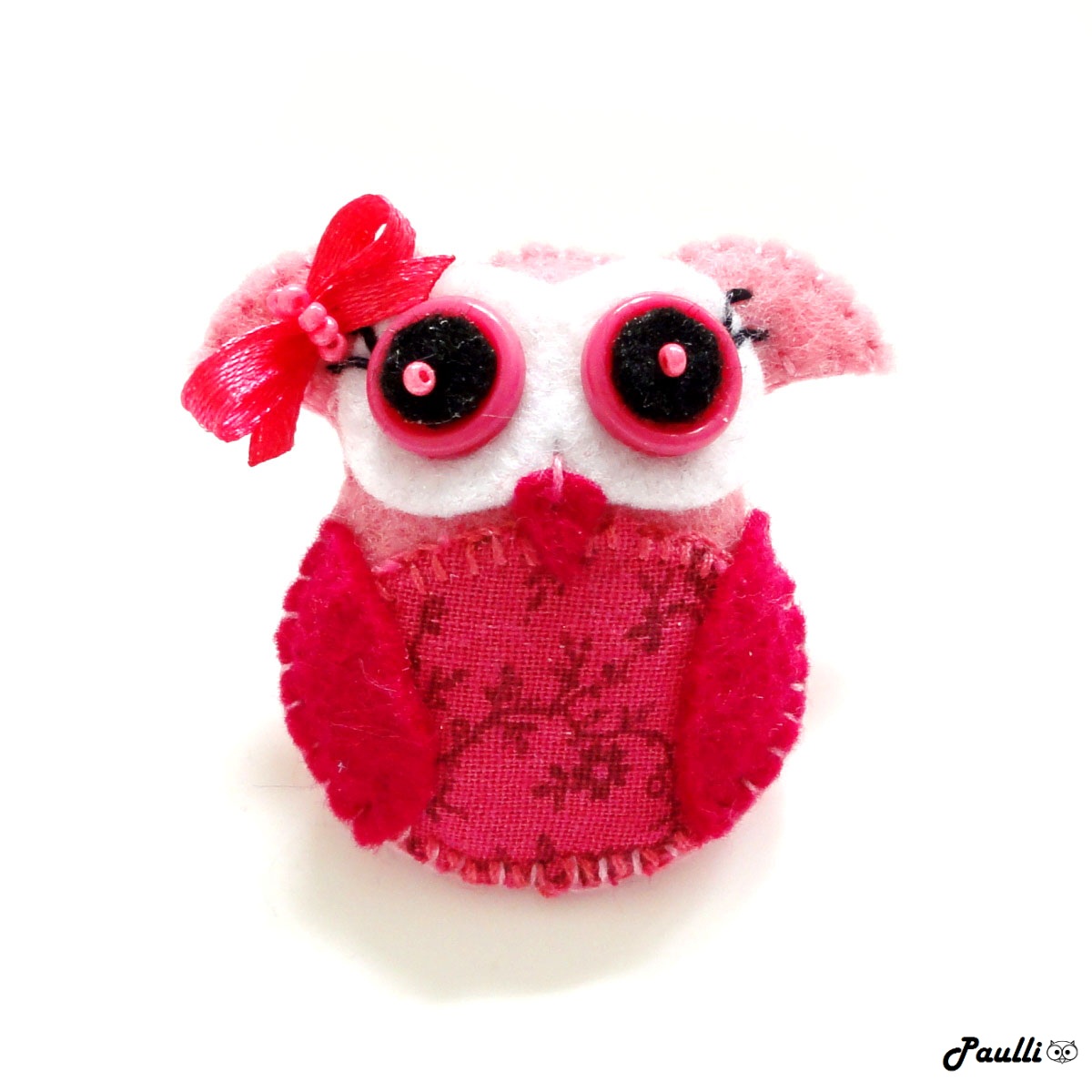 Růžová sovička s mašličkou