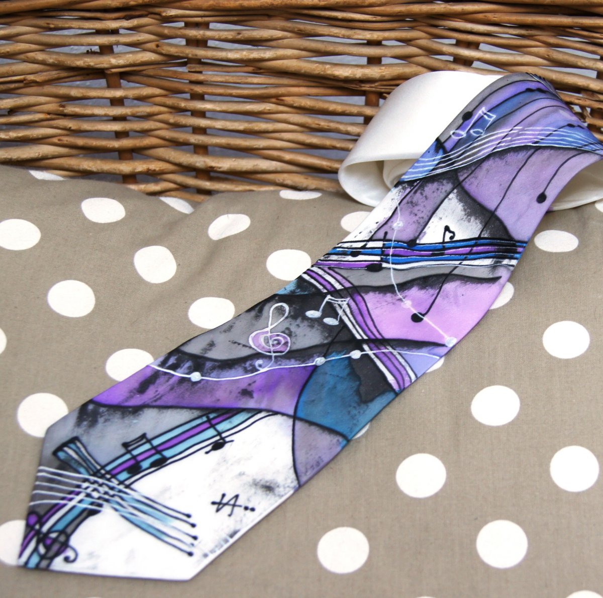 Ručně malovaná kravata hudební No.2