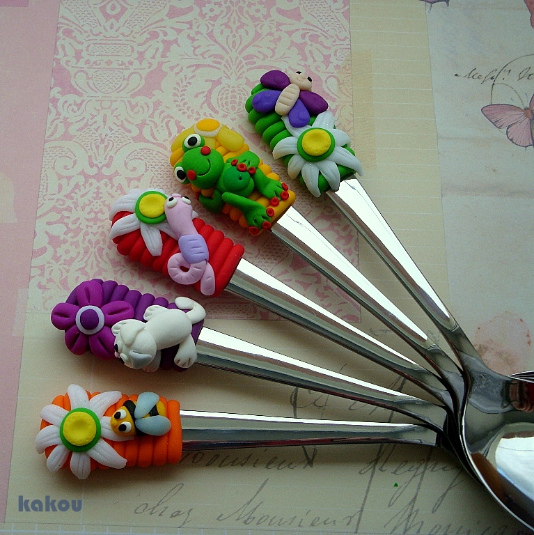 dětská polévková fimo lžička - holčičí