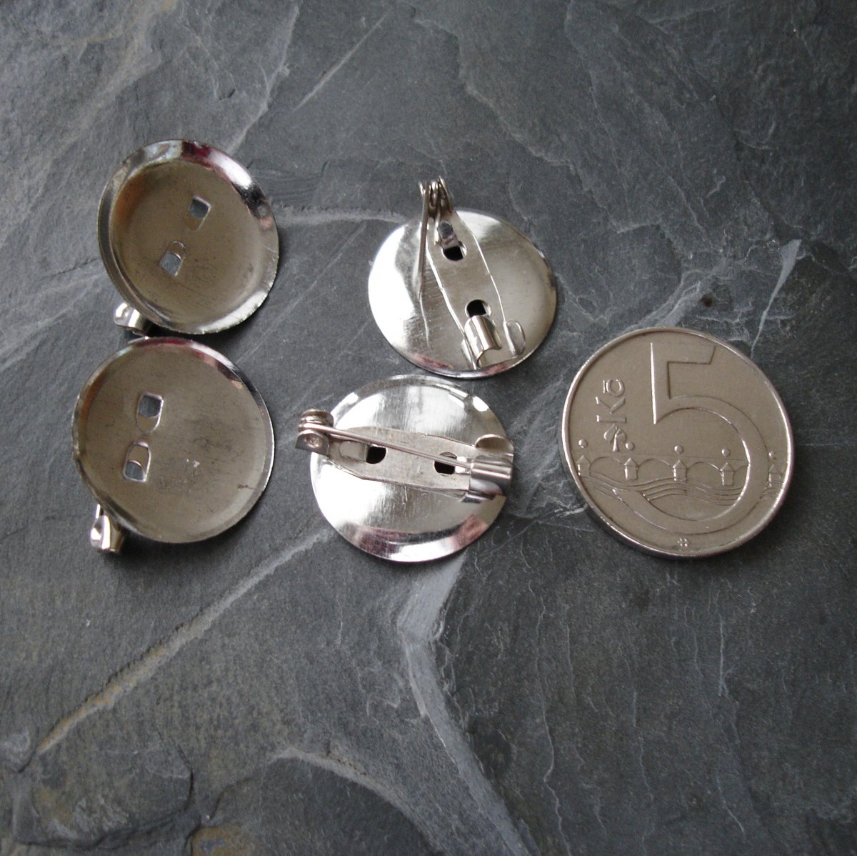 Brožový můstek s plíškem 19mm - platina - 5 ks