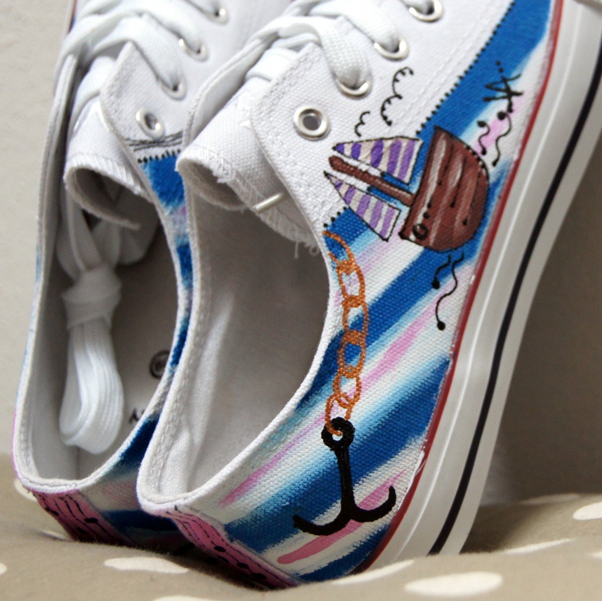 Malované tenisky bílé námořnické vel.36-44