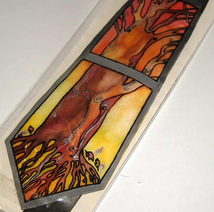 Kravata malovaná se  stromem