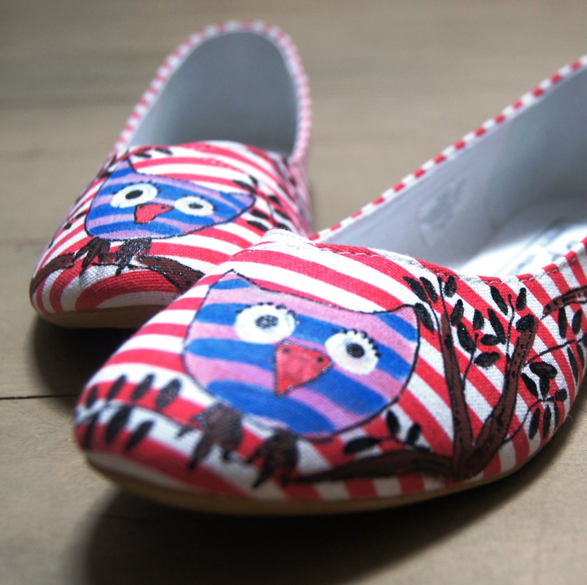 Malované balerínky vel. 38 sovičkové