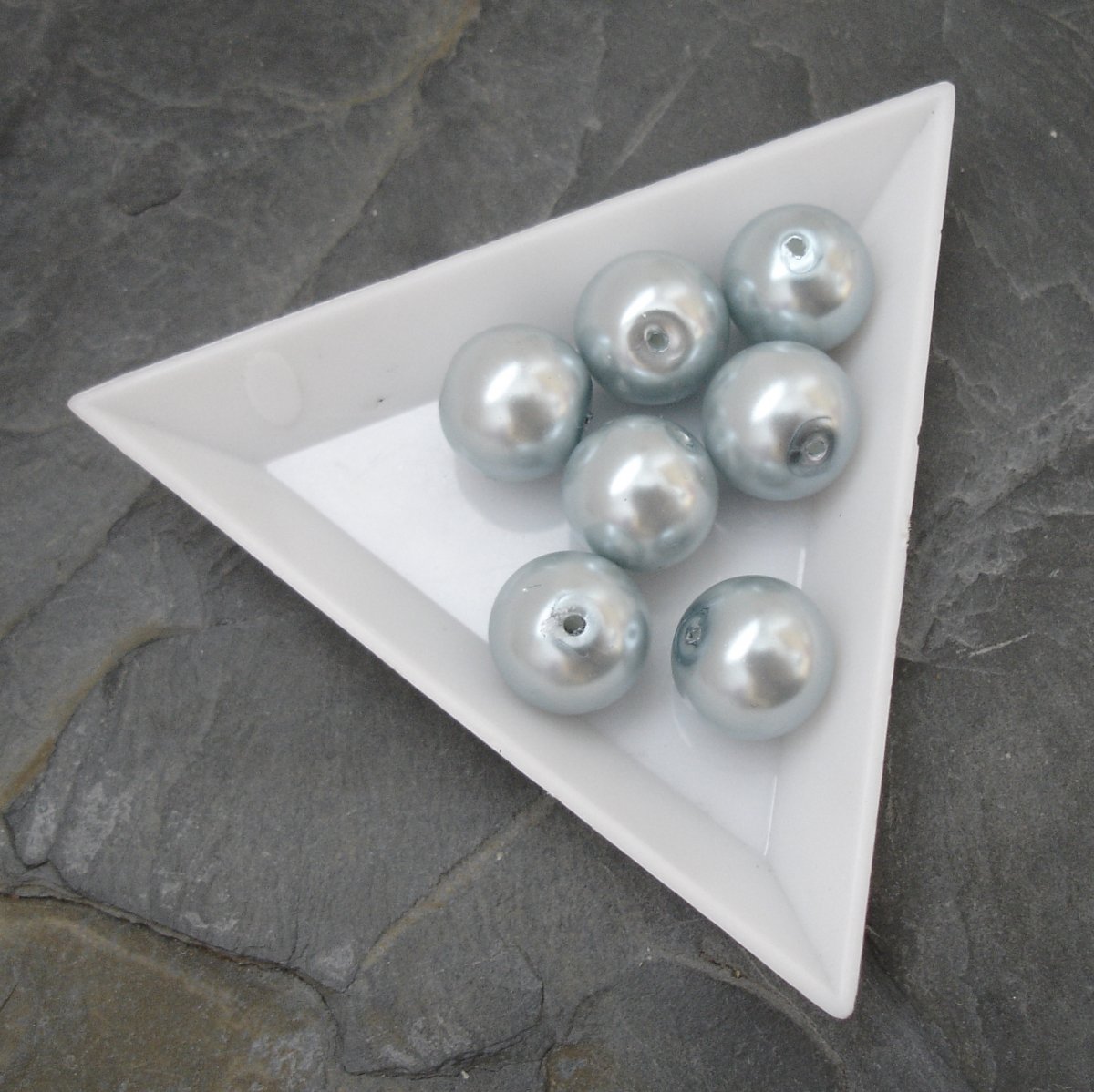 Skleněné voskované kuliček 12mm - 7 ks-modrošedé