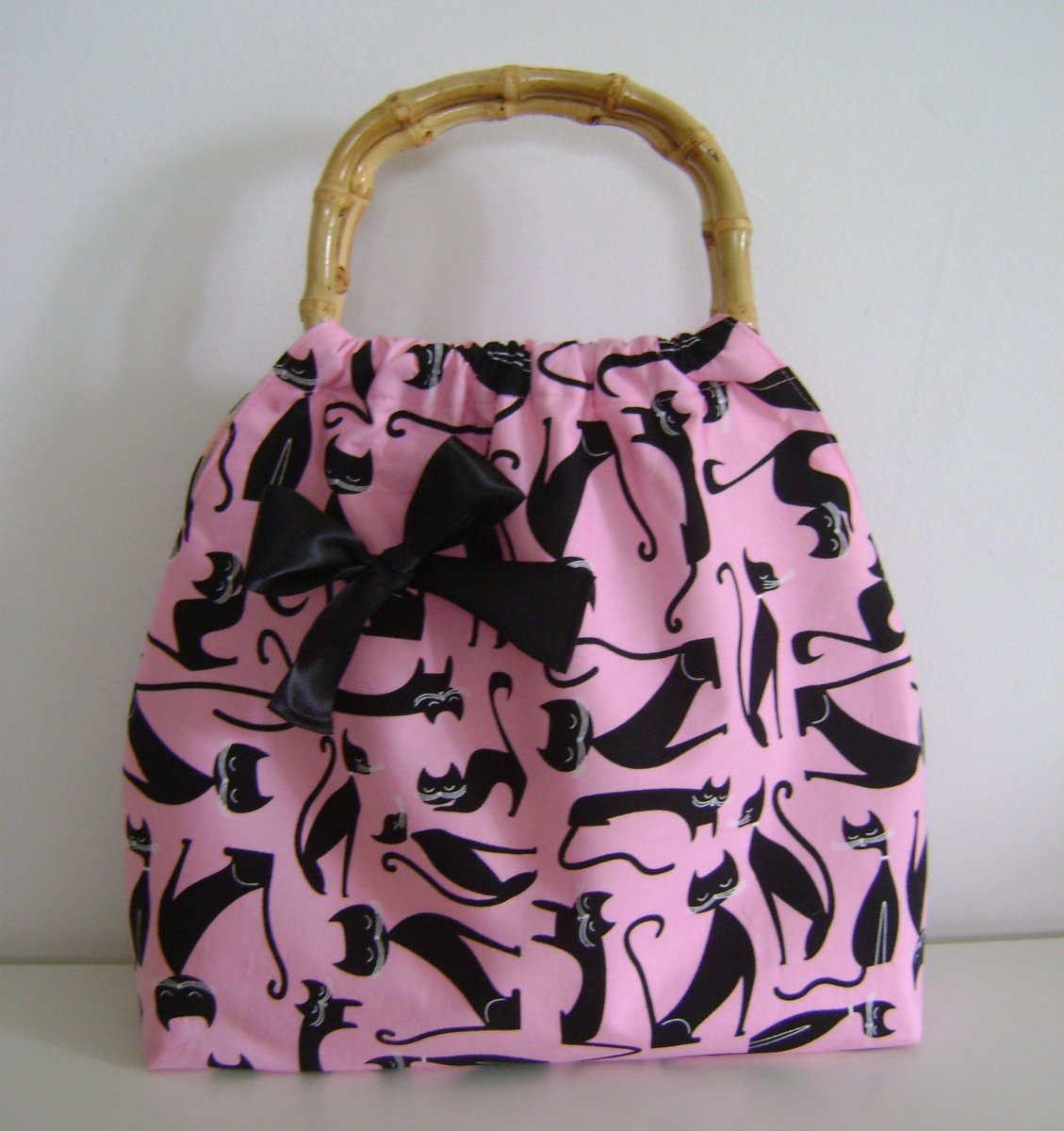 Kabelka s bambusovými uchy Kočičky