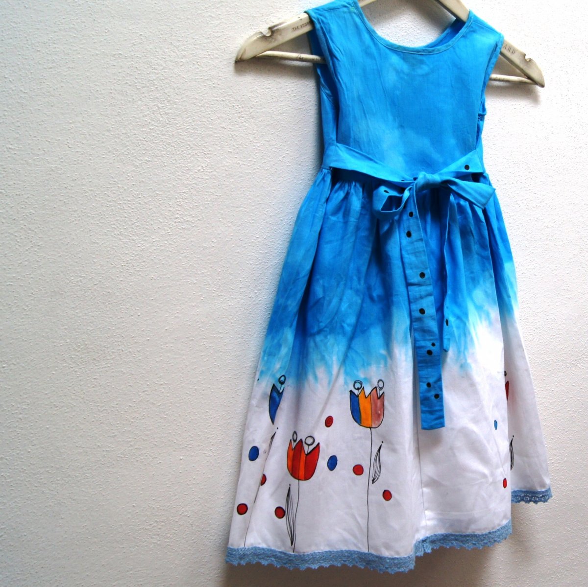 Tyrkysové malované šatky vel.104-110