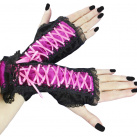 bezprsté rukavice s korzet. šněrováním gothic 002