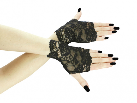 Společenské černé krajkové rukavice 0145A