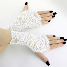Společenské bílé krajkové rukavice 0145C