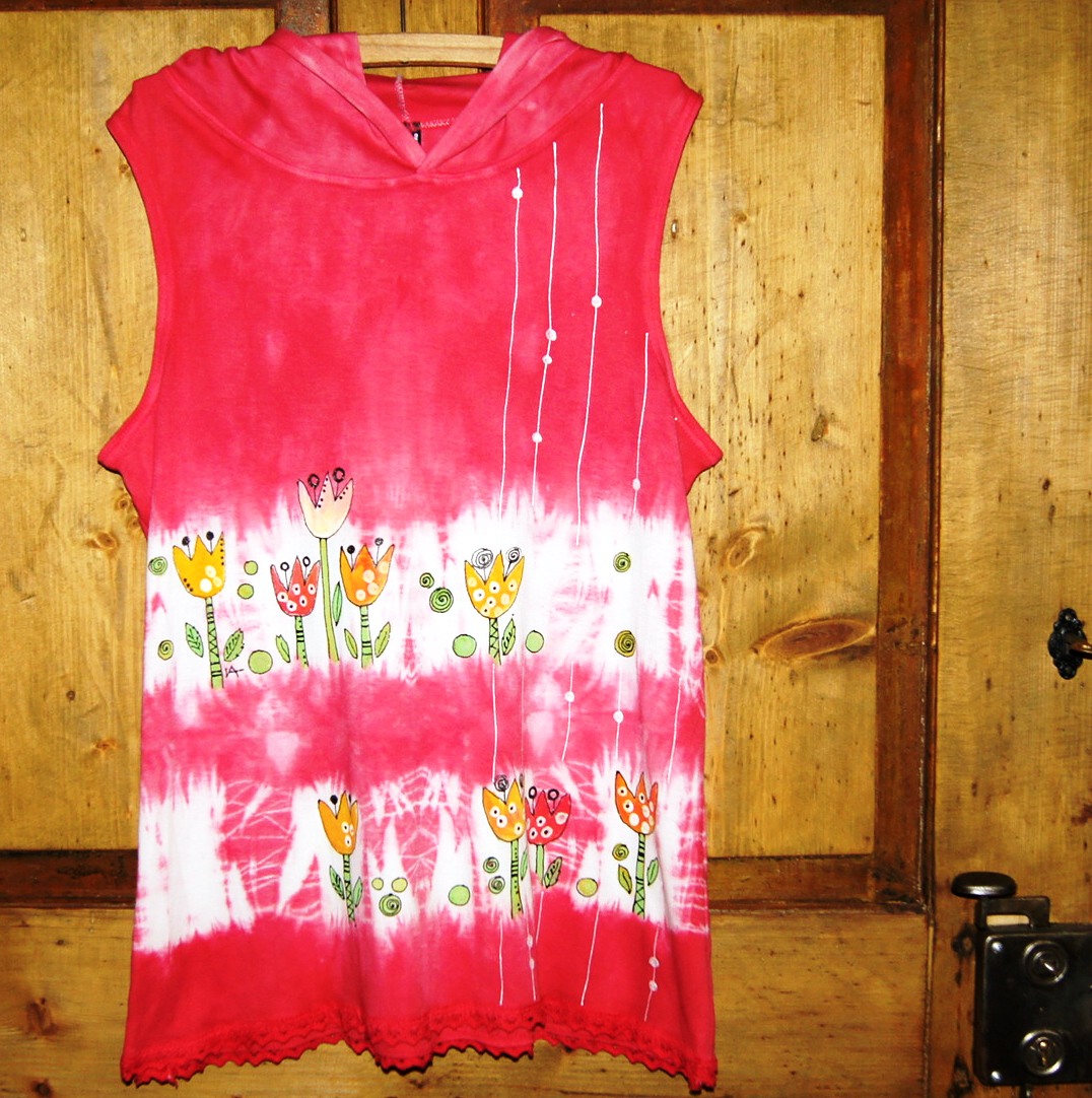 Tunika/TOP batikovaný s tulipány