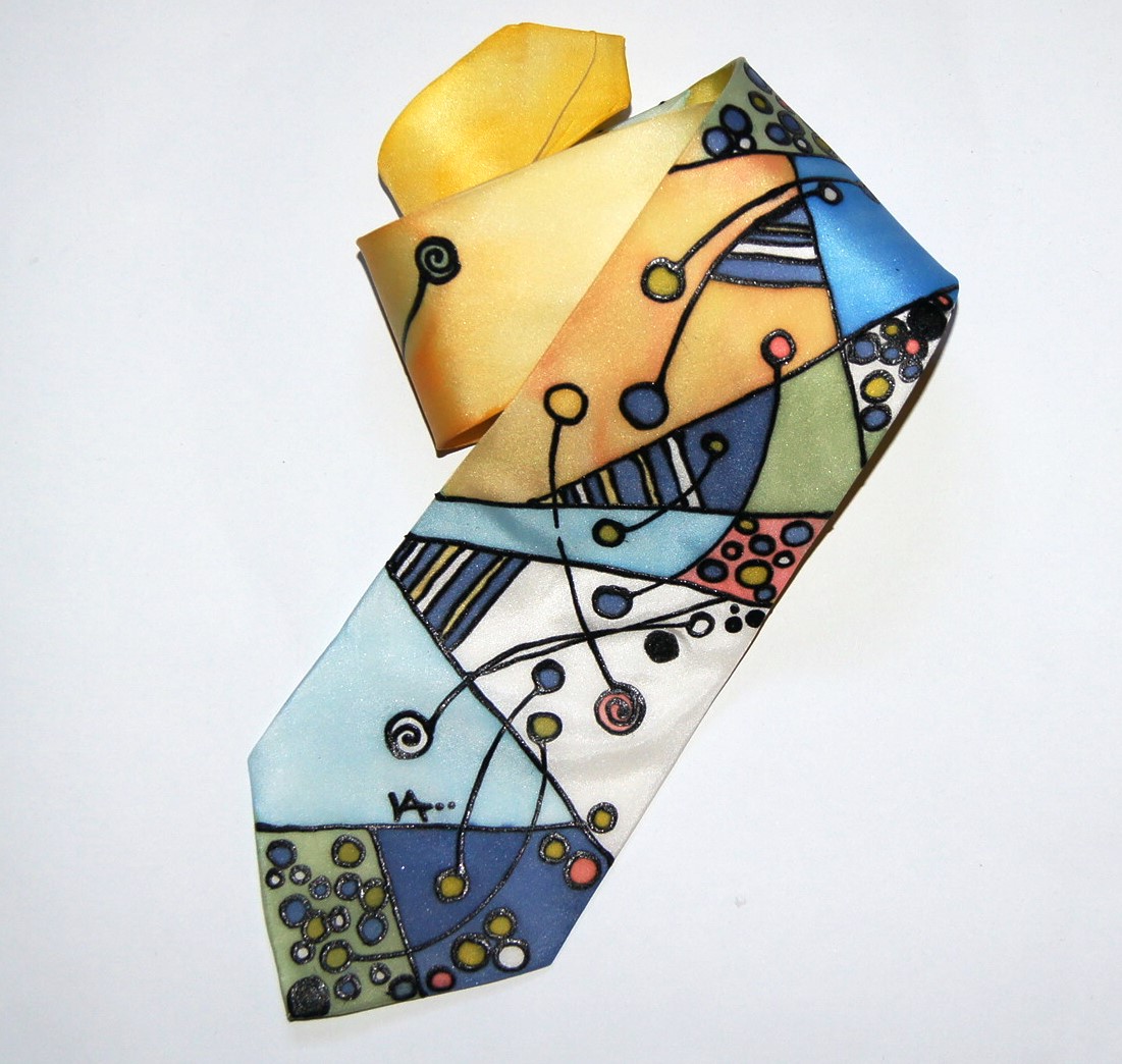 Ručně malovaná hedvábná kravata 