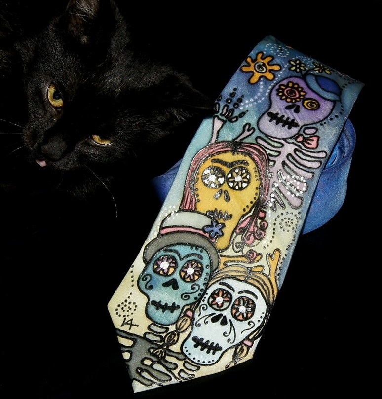 Ručně malovaná hedvábná kravata 