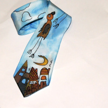 Ručně malovaná kravata - městečková