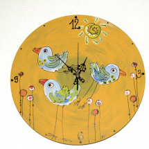 Originální vinylové hodiny s ptáčky