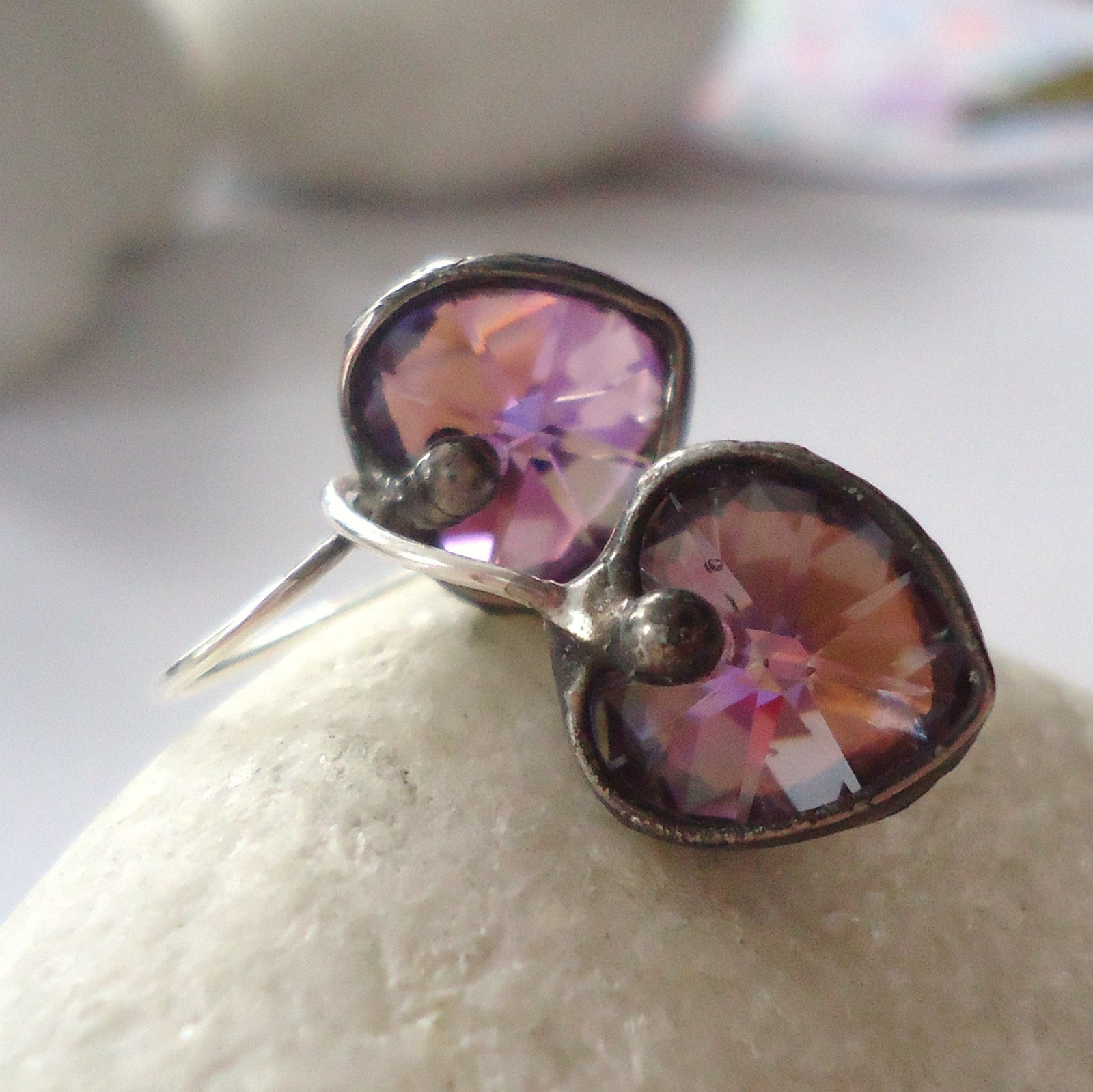 Růžové srdíčkové náušnice