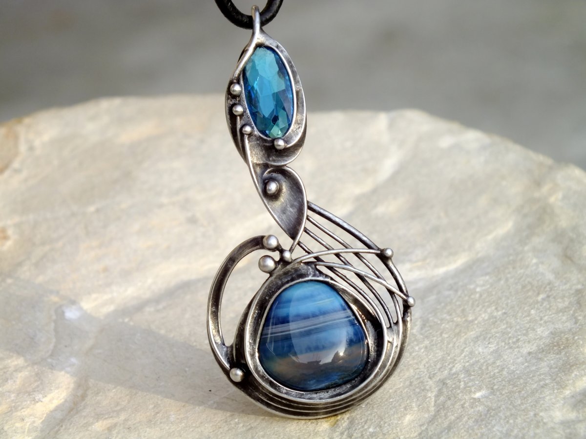 Blue style - achát,sklo